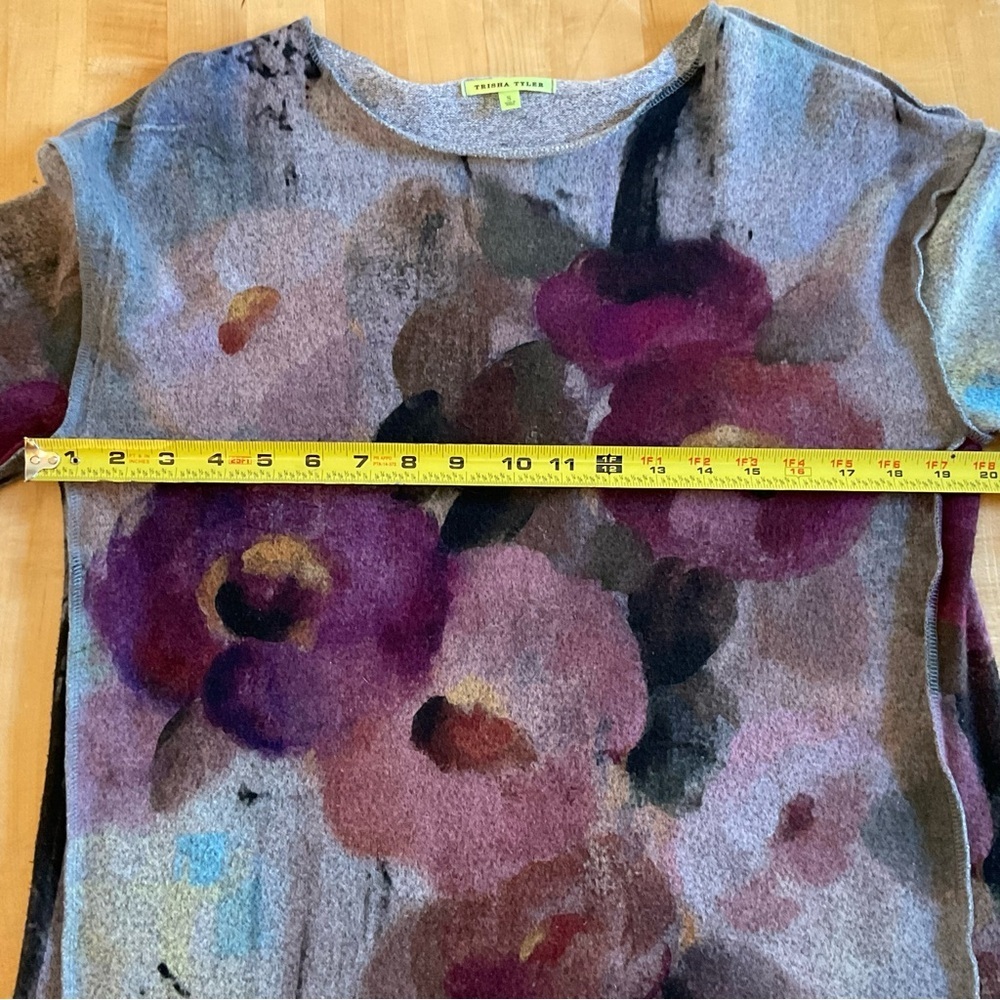 Trisha Tyler Floral Knit Sweater S Abstract Watercolor Pullover - Picture 14 of 16